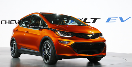 The Chevrolet Bolt EV debuts at the North American International Auto Show in Detroit, Monday, Jan. 11, 2016.