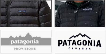 A Patagonia jacket and logo side-by-side with those by Patagonia Brewing