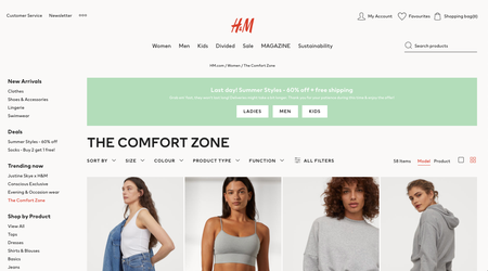 H&amp;M, too, has a separate &quot;comfort zone&quot; collection.