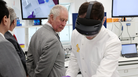 Prince Charles watches a demo of the HoloLens 2