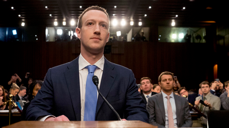 Facebook CEO Mark Zuckerberg testified at a joint hearing of the Senate Commerce and Judiciary committees in Washington.