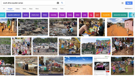 Why googling squatter camps in South Africa returns pictures of white people