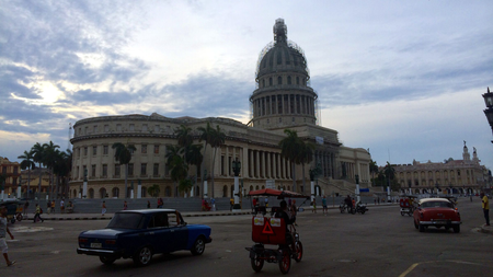 Cuba&#039;s national capital building, modeled on its US counterpart, undergoing renovations.