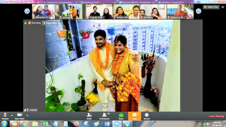The Hindu wedding rituals in the balcony of the couple&#039;s Gurugram flat.