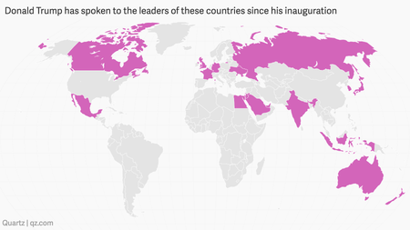 Donald Trump has spoken to 18 foreign leaders since his inauguration.