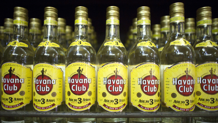 Bottles of Havana Club rum are displayed inside a shop in Havana, November 25, 2015.