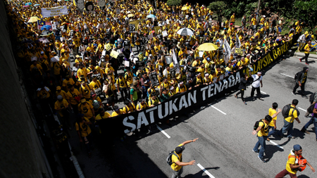 Pro-democracy group Bersih stage 1MDB protest, calling for Prime Minister Najib Abdul Razak to resign, in Kuala Lumpur, Malaysia