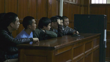The defendants during a court hearing in October, 2015 in Nairobi.