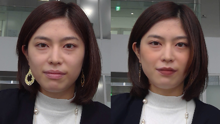 Before/after photos of woman using Shiseido&#039;s app