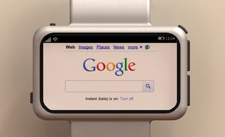 Neptune smartwatch web browser showing Google homepage