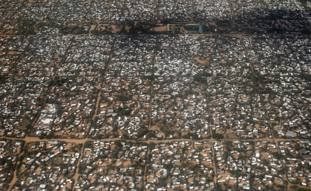 An aerial picture shows a section of the Hagadera camp in Dadaab near the Kenya-Somalia border, May 8, 2015. Kenya&#039;s government threatened to close the Dadaab refugee camp, which with about 350,000 Somali refugees is the world&#039;s biggest refugee camp, as a security risk. The United Nations refugee agency urged Kenya to reconsider an order to close the teeming Dadaab refugee camp, warning that sending Somali refugees back to their homeland would have &quot;extreme humanitarian and practical consequences&quot;.