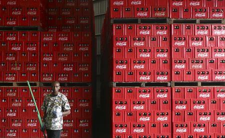 A Coca Cola processing plant in Nairobi, Kenya.