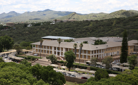 Namibia&#039;s parliament building is seen in Windhoek.