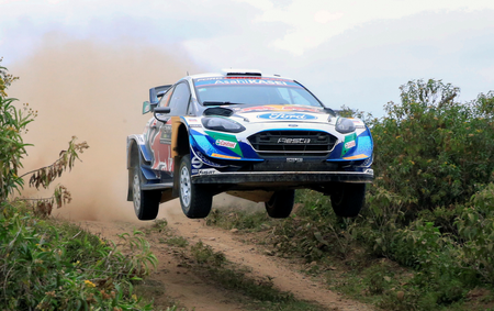 French Ford driver Adrien Fourmaux and co-driver Renaud Jamoul in action.