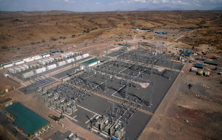 An aerial view of the power substation at the Lake Turkana Wind Power project (LTWP) in Loiyangalani district, Marsabit County