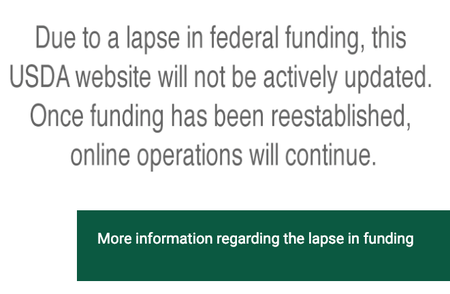 USDA website during 2018 government shutdown