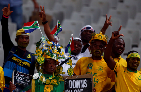 Fans of South Africa’s Mamelodi Sundown before the CAF African Champions League final in 2016.