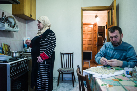 Suleiman, who was a truck driver in Crimea, with his family.