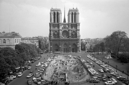 The front elevation of Notre Dame cathedral in Paris, on April 18, 1967.