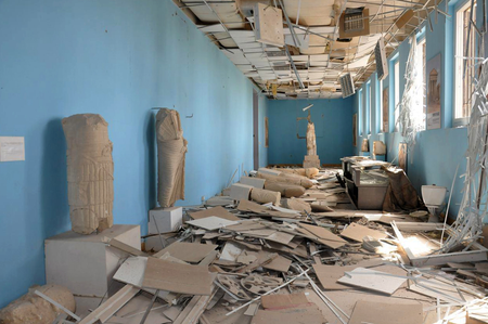 Inside the museum in Palmyra.