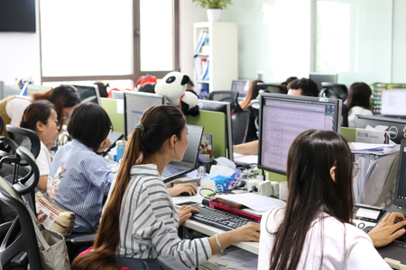 Employees at Bitmain&#039;s Beijing headquarters.