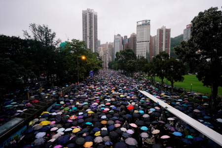 Anti-extradition bill protesters march to demand democracy and political reforms, in Hong Kong, China August 18,