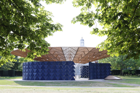 The 2017 serpentine Gallery Pavilion in London, with a focus on climate change and sustainability. It was designed by German-Burkinabe architect, Francis Kéré,