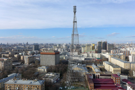 Aerial photo of Shukhov tower, Moscow, Russia