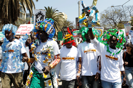 Environmental activists march as they take part in the Climate strike protest calling for action on climate change, in Nairobi, Kenya, September 20, 2019