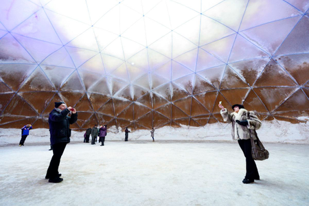 Ice dome in Juuka, Finland made of Pykrete