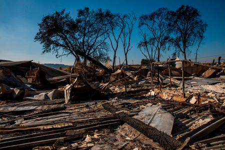 Rubble remains after the Soda Rock Winery was lost in the Kincade Fire, in Healdsburg, California on Oct 28.