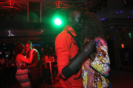 A couple dances at a &quot;day club&quot; in Juba, South Sudan.