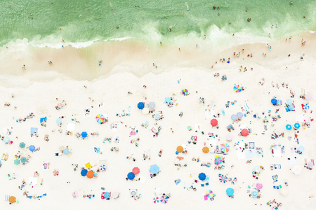Aerial photo of a beach in the Hamptons, New York
