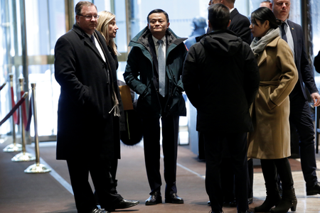 Jack Ma arrives for a meeting with Donald Trump at Trump Tower in New York in January 2017.