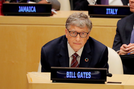Microsoft Founder Bill Gates attends U.N. Secretary General Antonio Guterres&#039; High-Level meeting on Financing during 73rd United Nations General Assembly in New York, U.S., September 24, 2018. REUTERS/Caitlin Ochs