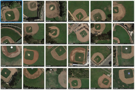 Satellite images of baseball diamonds