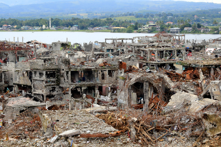 Damaged buildings and houses are seen in Marawi city, Philippines October 25, 2017.