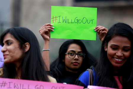 Waiting to start the #IWillGoOut rally, in New Delhi, India. Jan. 21, 2017.