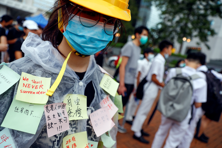 Students protest at Edinburgh Place in Hong Kong September 2, 2019