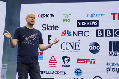 Spotify CEO Daniel Ek speaks during a press event in New York May 20, 2015.