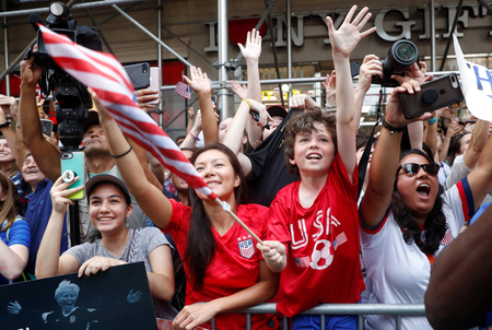 Women&#039;s World Cup Champions Parade - New York, United States - July 10, 2019 Fans during the parade.