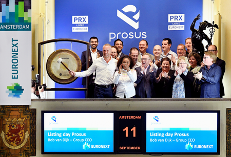 Bob van Dijk, CEO of Naspers and Prosus Group poses at Amsterdam&#039;s stock exchange, as Prosus begins trading on the Euronext stock exchange in Amsterdam