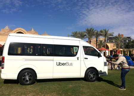 A member of media takes a picture of &quot;UberBus&quot;, a new project microbus by Uber, after a news conference in Cairo, Egypt, December 4, 2018.