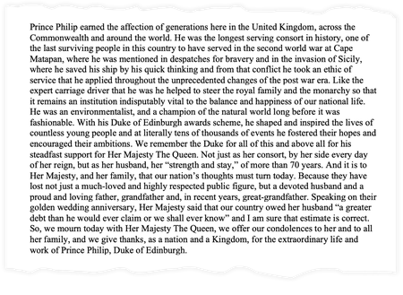 Boris Johnson statement on death of Prince Philip