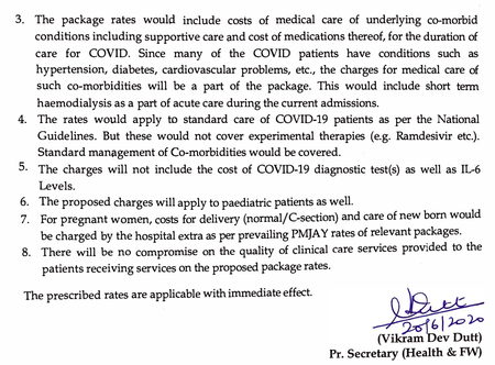 Delhi government&#039;s price cap on hospital charges for Covid-19.