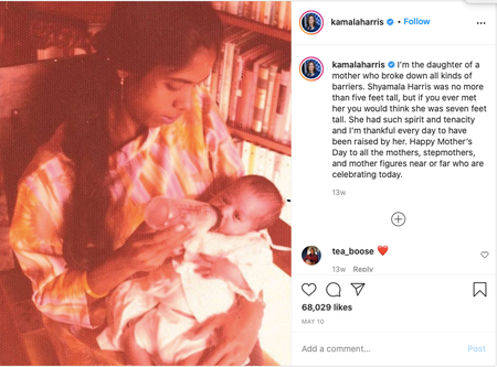 Kamala Harris&#039;s Instagram post about her mother