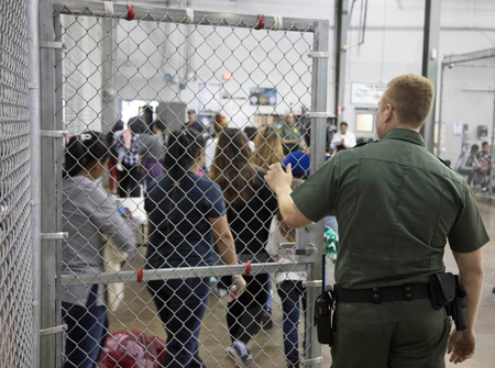 Photo inside U.S. Customs and Border Protection (CBP) detention facility shows detainees inside fenced areas at Rio Grande Valley Centralized Processing Center in Texas. Picture taken on June 17, 2018, provided by US Customs and Border Protection.