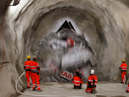 Miners in gotthard tunnel