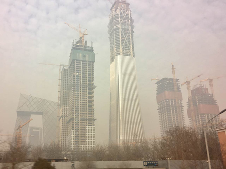Beijing CBD at 2:30 pm on Jan.4,2017.