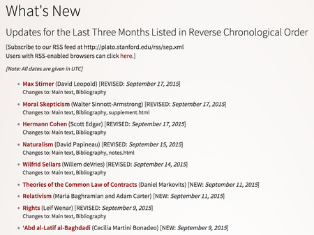 Screenshot of the SEP&#039;s What&#039;s New page